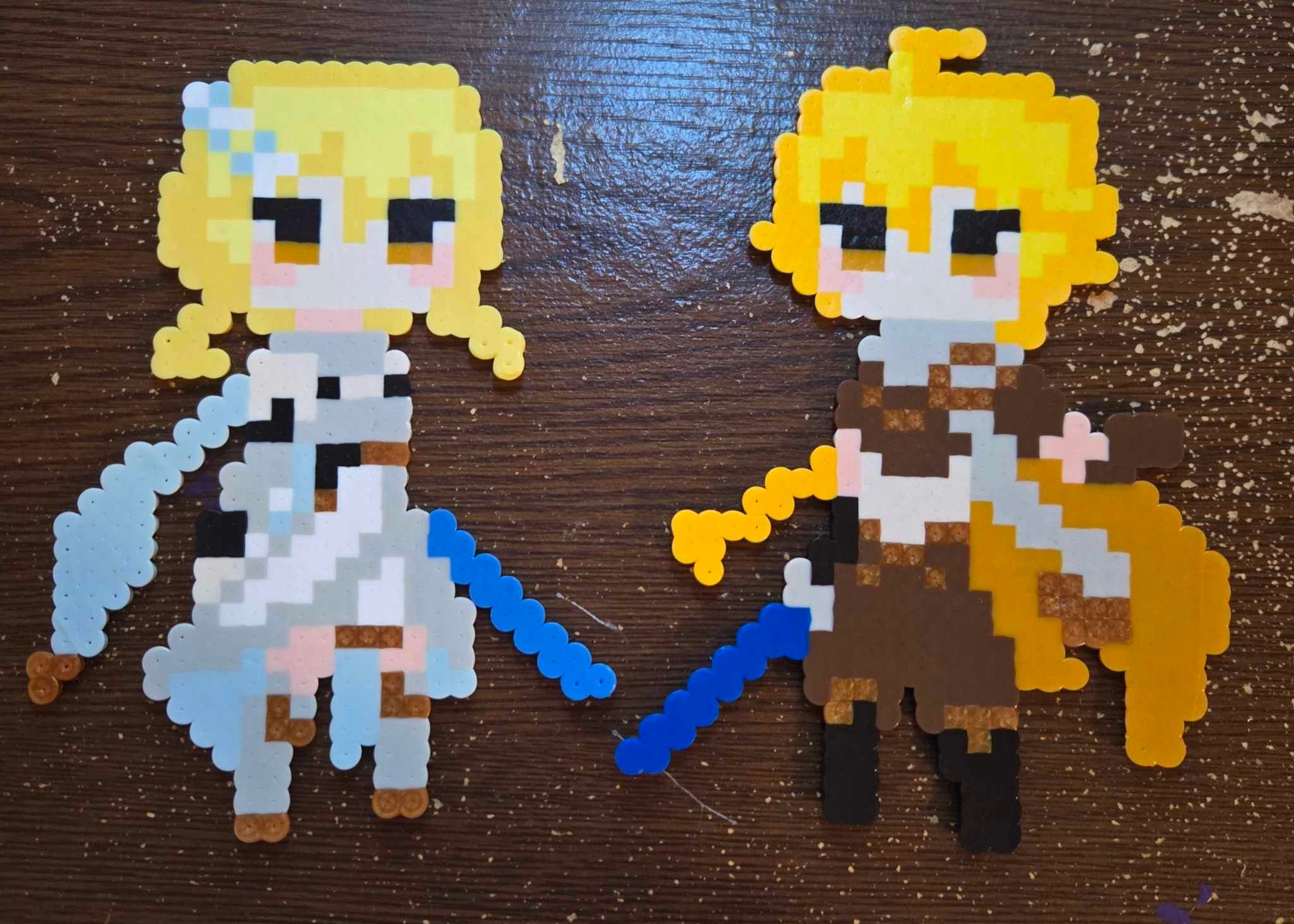 Pixel sprites of the Genshin travellers
